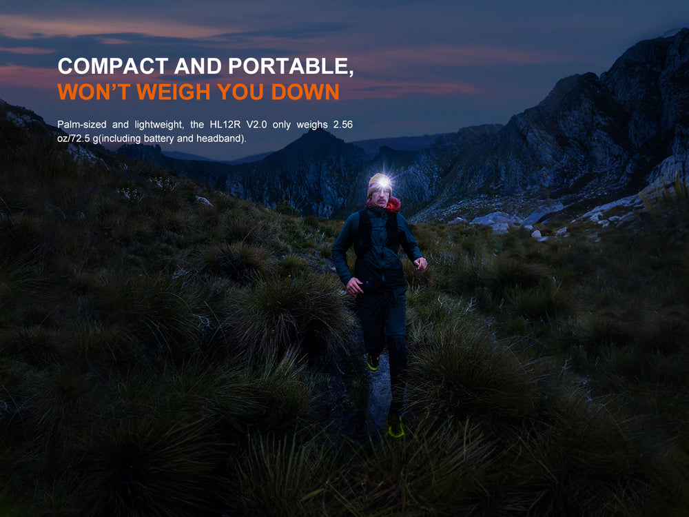 Fenix HL12R V2 Headlamp used while running in the mountains